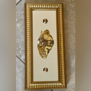 Decorative Goldtone Framed Mixed Media Mirror with Agate Stone. Pre-owned.